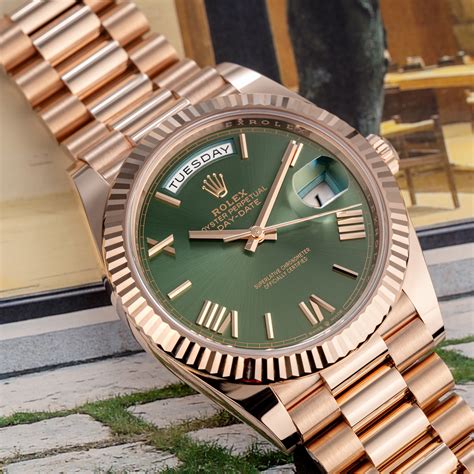 rolex day date olive green dial|Rolex ref 228235 price.